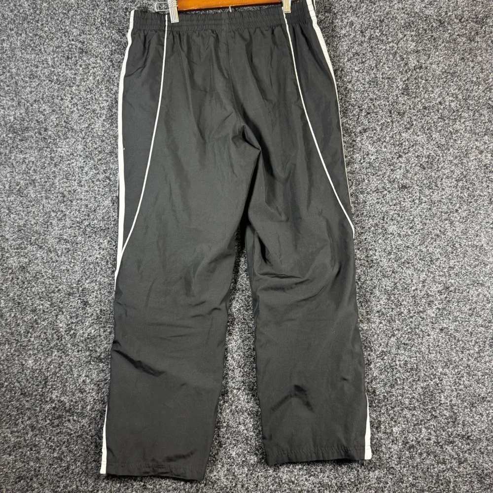 Adidas Mens Black White Stripe Wind Track Pants Mesh Lined Zipper Ankle Size M